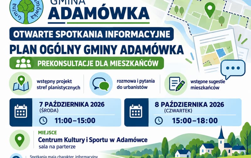 Gmina Adamówka zaprasza na preconsultacje Planu Ogólnego