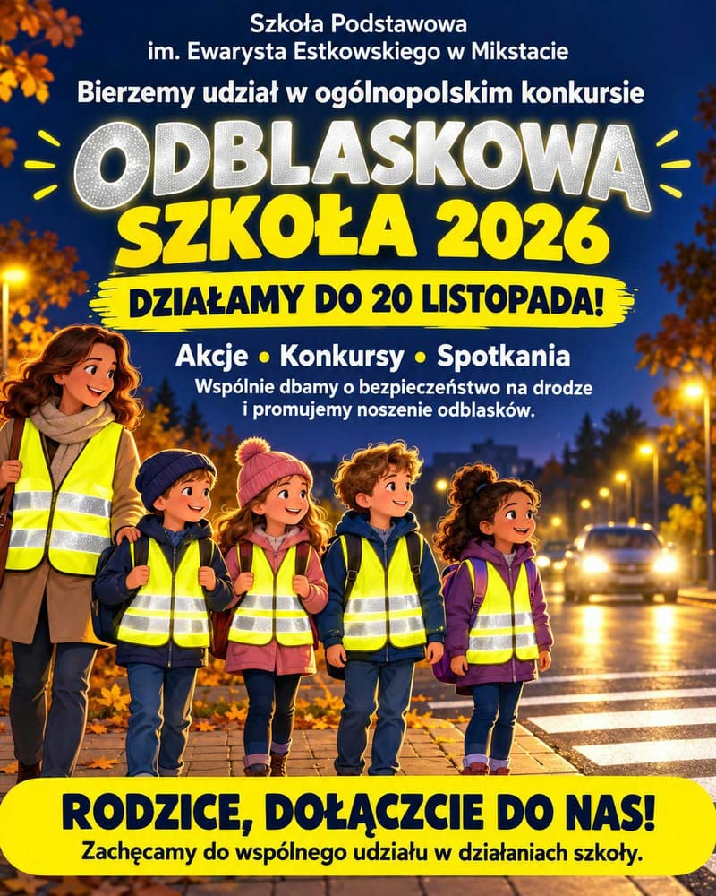 Mikstowska szkoła w konkursie „Odblaskowa Szkoła” – akcja do 20 listopada