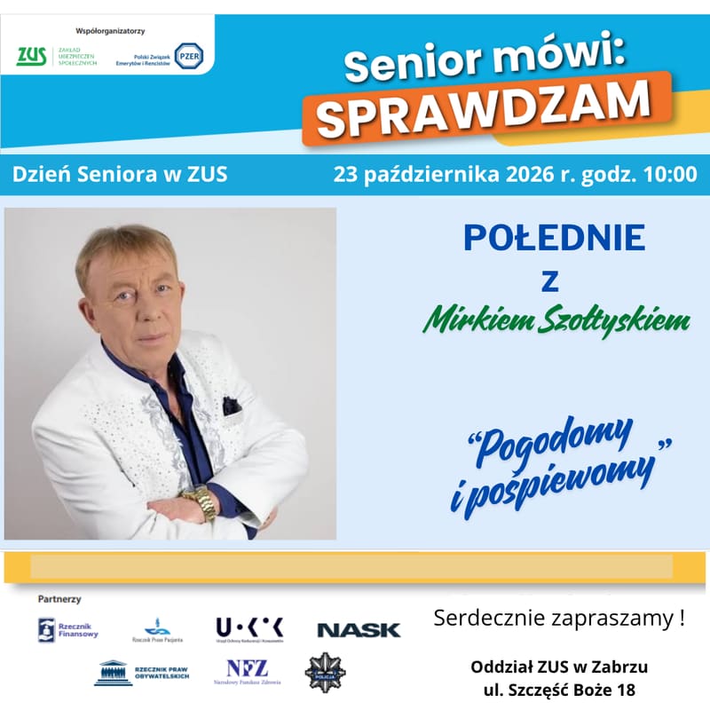 Dzień Seniora w zabrzańskim ZUS zaplanowany na 23 października 2026 roku