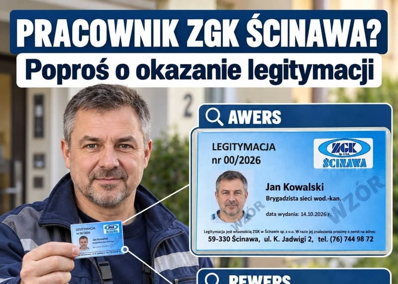 ZGK Ścinawa ostrzega przed podszywanymi pracownikami