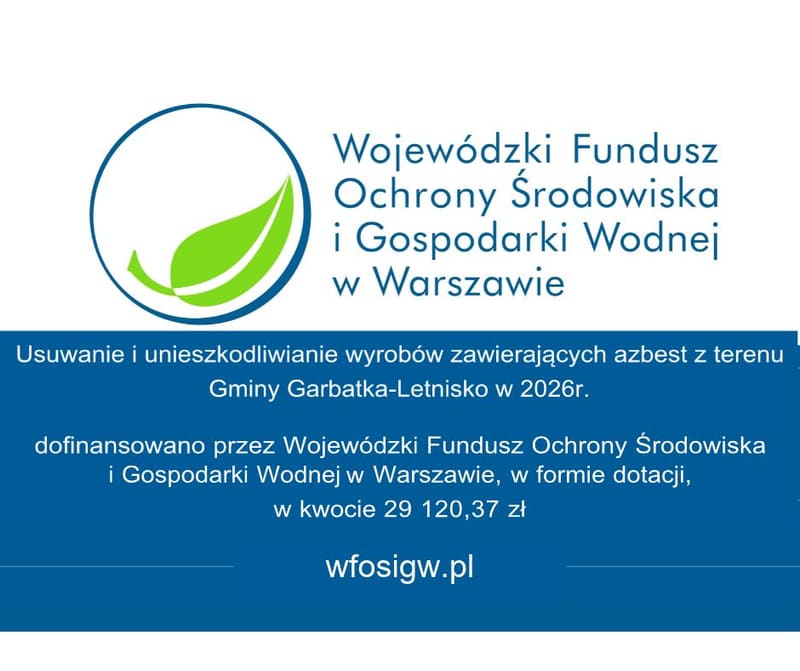 Informacja o dofinansowaniu usuwania azbestu z WFOŚiGW w Warszawie